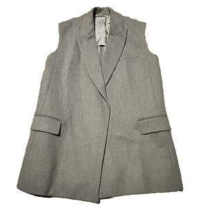 Reed Krakoff Women XS Jacket Sleeveless Collar Wool‎ Gray New